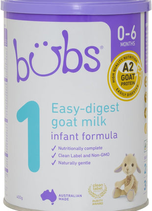 Bubs Goat Milk Infant Formula Stage 1, Infants 0-6 months, Made with Fresh Goat Milk, 14.1 oz