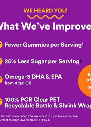 SmartyPants Toddler Multivitamin Gummies, Omega 3 (DHA/EPA), Vitamins D3, C, Vitamin B12, B6, A, K & Zinc, Biotin, Gluten Free, Three Fruit Flavors, 60 Count (30 Day Supply)