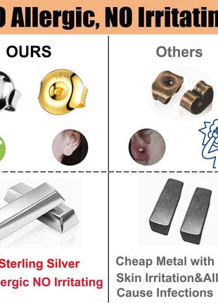 DELECOE 14K Gold Plated Earring Backs Replacements, 925 Sterling Silver Hypoallergenic Secure Gold Earring Backs Locking for Studs Earrings
