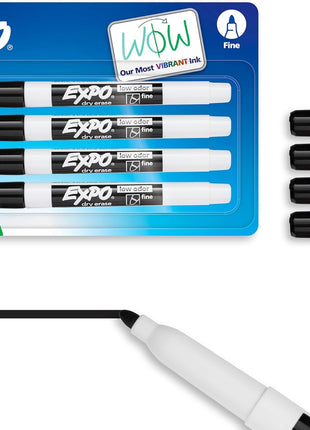EXPO Low Odor Dry Erase Markers, Fine Tip, Black, 4 Count - Home Organization, Study Supplies