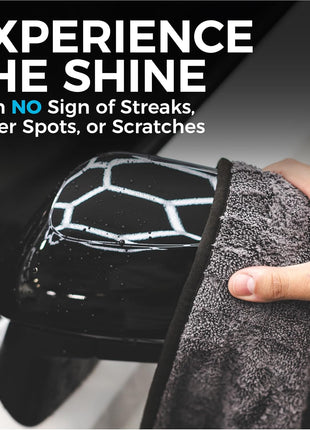 The Rag Company Gauntlet Car Drying Towel - 70/30 Korean Microfiber, Dries Faster Without Scratching, 900gsm, 20x30 inches, Ice Grey/Grey, Pack of 1