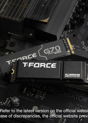 TEAMGROUP T-Force G70 PRO Aluminum Heatsink 2TB DRAM SLC Cache 3D TLC NAND NVMe InnoGrit PCIe Gen4x4 M.2 2280 Gaming Internal SSD Works with PS5 Read/Write 7400/6800 MB/s TM8FFH002T0C128