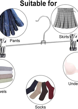 NORTHERN BROTHERS Pants Hangers with Clips Heavy Duty 20 Pack, Adjustable Metal Pants Hanger, Skirt Hangers with Clips Space Saving Hangers for Jeans