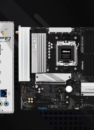 ASRock AMD B850M Pro RS WiFi 6E Socket AM5 Ryzen 9000, 8000 and 7000 Series DDR5 B850 up to 8000+ (OC) MHz 256GB Micro ATX Motherboard M.2 SATA3 6.0 Gb/s PCIe 5.0 Realtek 2.5G LAN BIOS Flashback