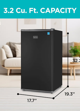 BLACK+DECKER BCRK32B 3.2 Cubic-ft Refrigerator/Freezer (Black)