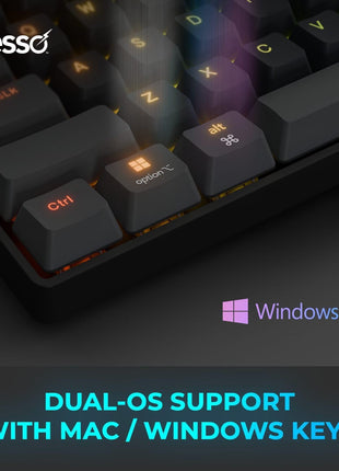 Adesso EasyTouch 1000 VIA Mini Mechanical Keyboard Multi-OS Illuminated | Wired/Wireless/Bluetooth, With Copilot Ai Hotkey