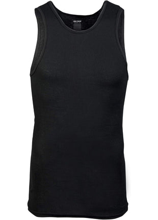 Gildan Men's A-Shirt Tanks, Multipack, Style G1104, Black (6-Pack), Large