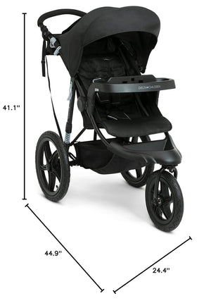 Delta Children Apollo Jogging Stroller - Shock Absorbing Frame with Large Canopy & Recline - Car Seat Compatible, Black