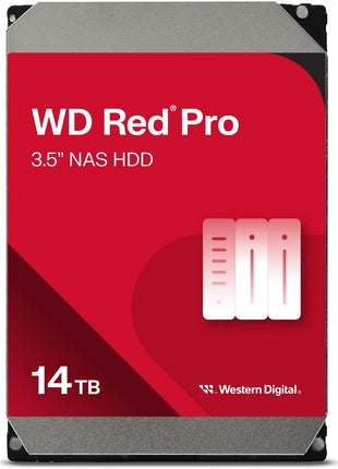 Western Digital 14TB WD Red Pro NAS Internal Hard Drive HDD - 7200 RPM, SATA 6 Gb/s, CMR, 512 MB Cache, 3.5 inch -WD142KFGX
