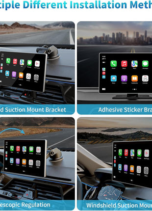 9" Wireless Apple Carplay Screen for Car,with 4K Dash Cam | and 1080p Backup Camera ,Apple Carplay & Android Auto with DVR,GPS Navigation Mirror Link,Bluetooth,FM, Siri
