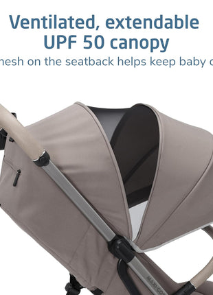 Maxi-Cosi Oxford Cabin Lightweight Travel Stroller for Airplane Flights, Portable Stroller for Family Travel, Truffle