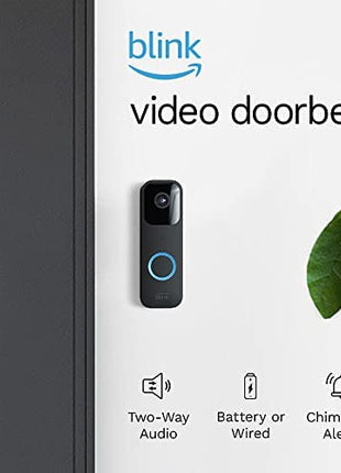 Like-New Blink Video Doorbell — Two-way audio, HD video, long-lasting battery life, wired or wire-free install, motion detection, chime app alerts, Works with Alexa (Black)