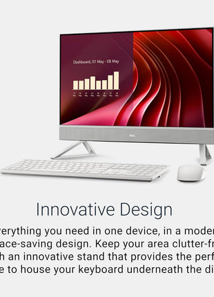 Dell 23.8" All-in-One Desktop, FHD, Intel Core 3 100U, Windows 11 Home | Intel Graphics, 512GB SSD, 8GB, Wi‐Fi 6E, Bluetooth, Keyboard & Mouse, Dolby Atmos Speakers, EC24250