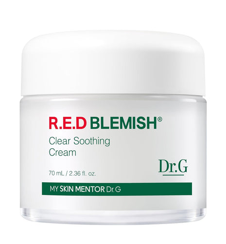 Dr. G R.E.D. Blemish Clear Soothing Cream - Calming Korean Moisturizer for Redness - Soothes Acne & Irritation - With Centella Asiatica - Long-Lasting Hydration - 2.36 fl oz
