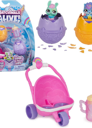 Hatchimals Alive Stroller Playset, 2 Surprise Water Reveal Eggs, Ages 3+