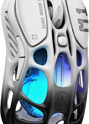 GravaStar Mercury M1 Pro Gaming Mouse, Lightweight Magnesium Alloy, 26,000 DPI, PAW3395DM Sensor, 5 Programmable Buttons, Support Wired/2.4GHz/BT, Up to 200 Hours Battery Life (Gradient Black)