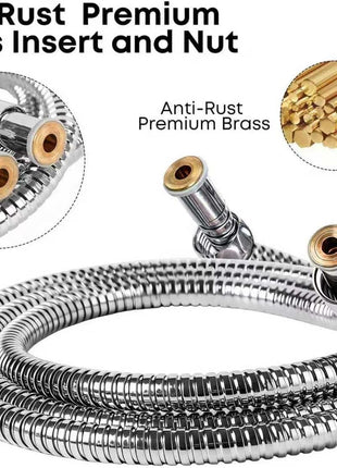 Klabb 59 Inch/150cm Stainless Steel Handheld Shower Hose, Flexible and Durable Replacement Hose with Brass Insert and Nut