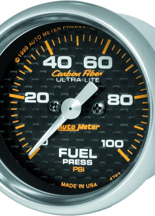 AUTO METER 4763 Carbon Fiber Electric Fuel Pressure Gauge