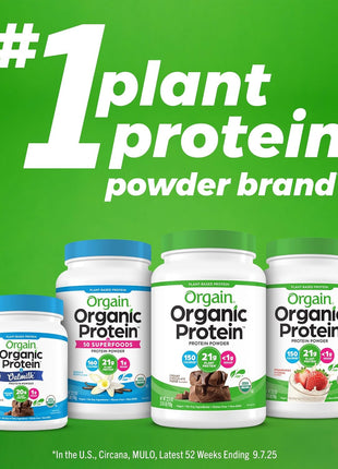 Orgain Organic Vegan Protein Powder, Vanilla Bean   21g Plant Protein, 4g Prebiotic Fiber, No Lactose Ingredients, No Added Sugar, Non GMO, For Shakes & Smoothies, 2.03 lb (Packaging May Vary)