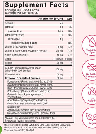 Force Factor Collagen Boosting Superfoods, Vegan Collagen Booster for Women | with Biotin, Hyaluronic Acid, and Vitamin C, for Hair, Skin, Nails, & Joint Support, Tropical Fruit, 120 Soft Chews, 2-Pack
