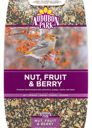 Audubon Park Nut & Fruit Wild Bird Seed – 15 lb. Premium Blend with Sunflower Seeds, Peanuts, Safflower & Dried Fruit – Bird Food for Outside Feeders