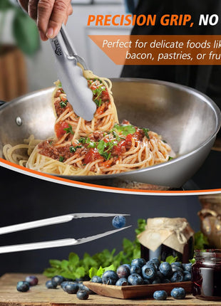 Hotec Stainless Steel Kitchen Tongs, Set of 2-9 inch and 12 inch, Locking Metal Food Tongs for Cooking, Serving, BBQ, Grill Non-Slip Grip