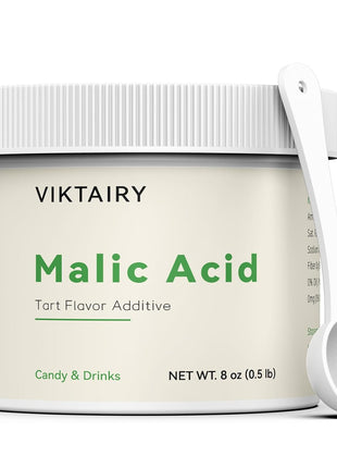 Viktairy 8 oz Malic Acid, Food Grade Malic Acid Powder Tart Flavor for Making Sour Candy, Sour Gummy Bears, Drinks, Juice, Baking, Wine