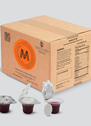 Pre Packaged Traditional Communion Cups | Box of 250 with Juice and Wafer
