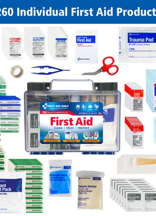 First Aid Only 91248 OSHA-Compliant First Aid Kit, All-Purpose 50-Person Emergency First Aid Kit for Business, Worksite, Home, and Car, 260 Pieces