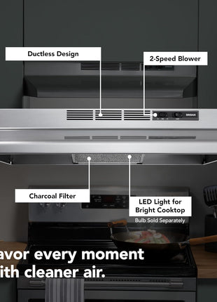 Broan-NuTone 4130SF Fingerprint Resistant Ductless Under-Cabinet Range Hood, 30-Inch, Stainless Finish with Print Guard