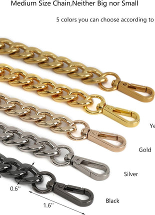 Medium Size Fabulous Metal Shoulder Crossbody Purse Strap Replacement Bag Chain Accessories (18'', Antique Gold)