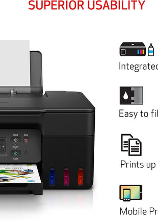 Canon MegaTank G3270 All-in-One Wireless Inkjet Printer, Home Use, Print, Scan and Copy | Includes ink bottles, print heads and power cord for printing, scanning and copying