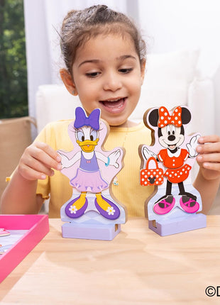 Melissa & Doug Disney Minnie Mouse and Daisy Duck Deluxe Wooden Magnetic Dress-Up; 2 Fashion Dolls with Stands for Pretend Play, 52 Pieces - FSC Certified