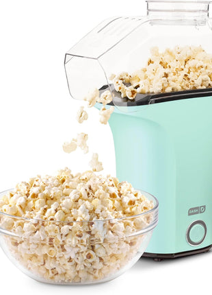 Dash Fresh Pop Popcorn Maker, 16-Cup Hot Air Popper, Aqua | Electric Popcorn Machine, Oil-Free Air Popped Popcorn, Built-In Measuring Cup & Butter Melting Tray, Movie Night Snacks