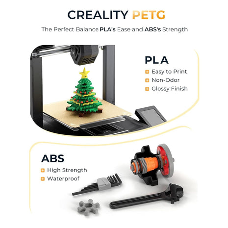 Official Creality PETG 3D Printer Filament 1.75mm 1KG (2.2lbs), High Precision, Strong Toughness, Odorless, Better Flow, Moistureproof 3D Printing CR PETG Filament, Black