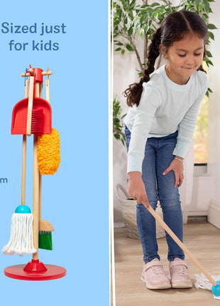 Melissa & Doug Dust Sweep Mop, 6-Pc. Toddler Cleaning Set with Kids Broom & Accessories, Preschool Learning Activities & Kids Toys for Girls & Boys 3+