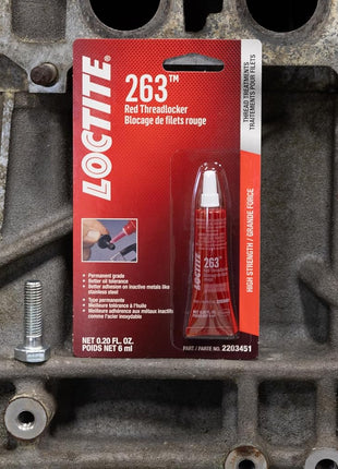 LOCTITE 263 Automotive Threadlocker Red – High Strength Thread Lock, General Purpose Applications, Oil Tolerant, Fluorescent - 6 ml, 1 Pack