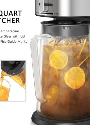 wirsh Iced Tea Maker with 3QT Pitcher, Iced Coffee Maker with Strength Control and Reusable Filter, Perfect For Iced Coffee, Latte, Tea, Lemonade, Flavored Water, Black