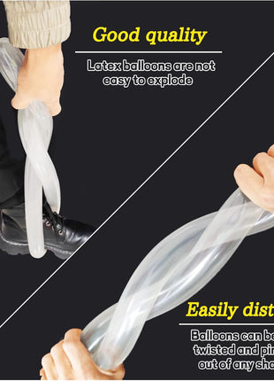 260 Clear Long Balloons for Animals, Thickening Skinny Latex Twisting for Arch Modeling Magic Clown Birthday Wedding Party Decorations 100pcs