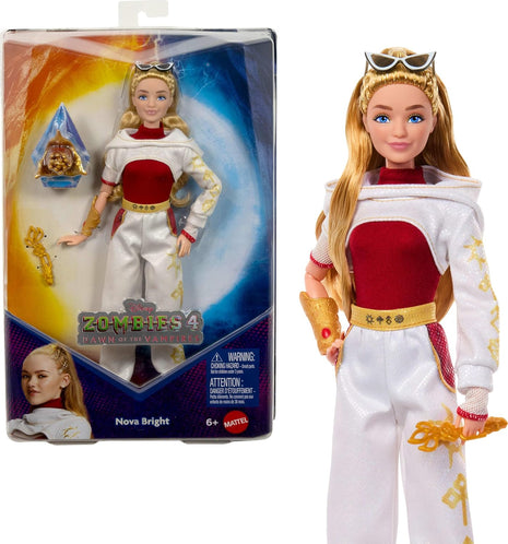 Mattel Disney Zombies 4: Dawn of the Vampires Nova Bright Doll | Posable Fashion Doll in Removable Outfit, 5 Accessories Including Golden Crystal Key, Inspired by Disney Movie