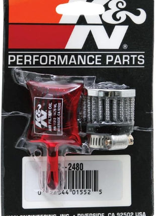 K&N Vent Air Filter/Breather: High Performance, Premium, Washable, Replacement Engine Filter: Flange Diameter: 0.5 in, Filter Height: 1.125 in, Flange Length: 0.438 in, Shape: Breather, 62-2480