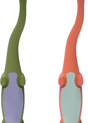 Dr. Brown's Baby and Toddler Toothbrush, Green and Orange Dinosaur 2-Pack, 1-4 Years