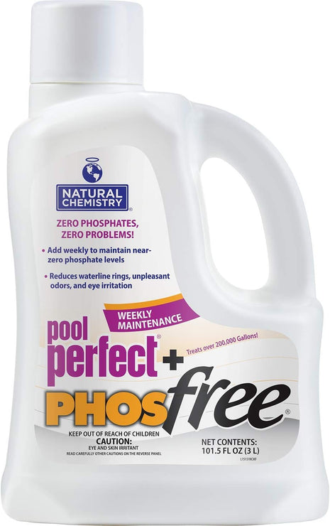 Natural Chemistry Pool Perfect + Phosfree, 3 L, 1 Pack, Phosphate Remover, Reduces Waterline Rings, Unpleasant Odors & Eye Irritation