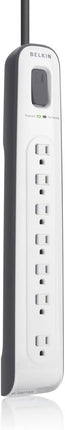 Belkin 7-Outlet AV Power Strip Surge Protector with 12-Foot Power Cord and Telephone Protection, 2000 Joules (BV107200-12),White