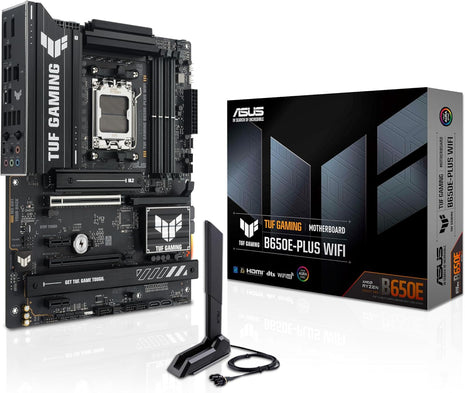 ASUS TUF Gaming B650E-PLUS WiFi AMD B650 ATX Motherboard, 12+2+1 80A DrMOS Power Stages, DDR5, PCIe 5.0 Ready, 3X M.2, Wi-Fi 6E, 2.5Gb LAN, DisplayPort, HDMITM, USB Type-C, BIOS Flashback, Aura Sync