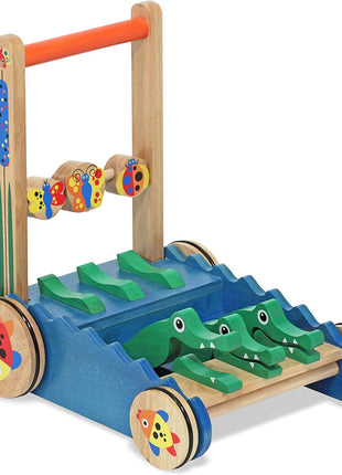 Melissa & Doug Deluxe Chomp and Clack Alligator Wooden Push Toy and Activity Walker