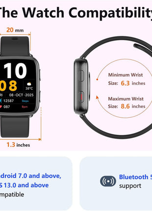 MorePro Fitness Tracker with 24/7 Heart Rate & Blood Pressure Monitor, Blood Oxygen & Sleep Tracker, Smart Watch with Step Calorie Counter, IP68 Waterproof Activity Tracker for Women Men Android iOS