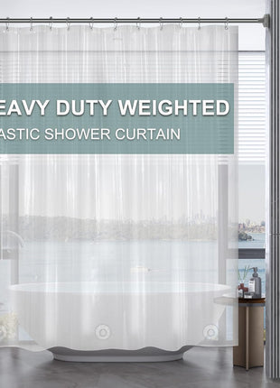 AmazerBath Plastic Shower Curtain Clear Premium PEVA, Clear Shower Curtain Heavy Duty 8G, Weighted Shower Curtains for Bathroom Accessories with 3 Big Stones and 12 Rustproof Grommets, 72x72 Inches