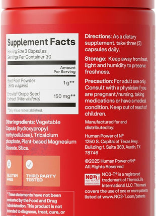 HumanN SuperBeets Beet Root Capsules Quick Release 1000mg, Helps Support Nitric Oxide Production, Blood Pressure, Heart Health, Contains Non GMO Beetroot Powder, Studied Antioxidants 90 Count