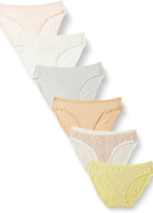 Amazon Essentials Women's Breathable Cotton Bikini Brief Underwear with Full Coverage, Multipacks